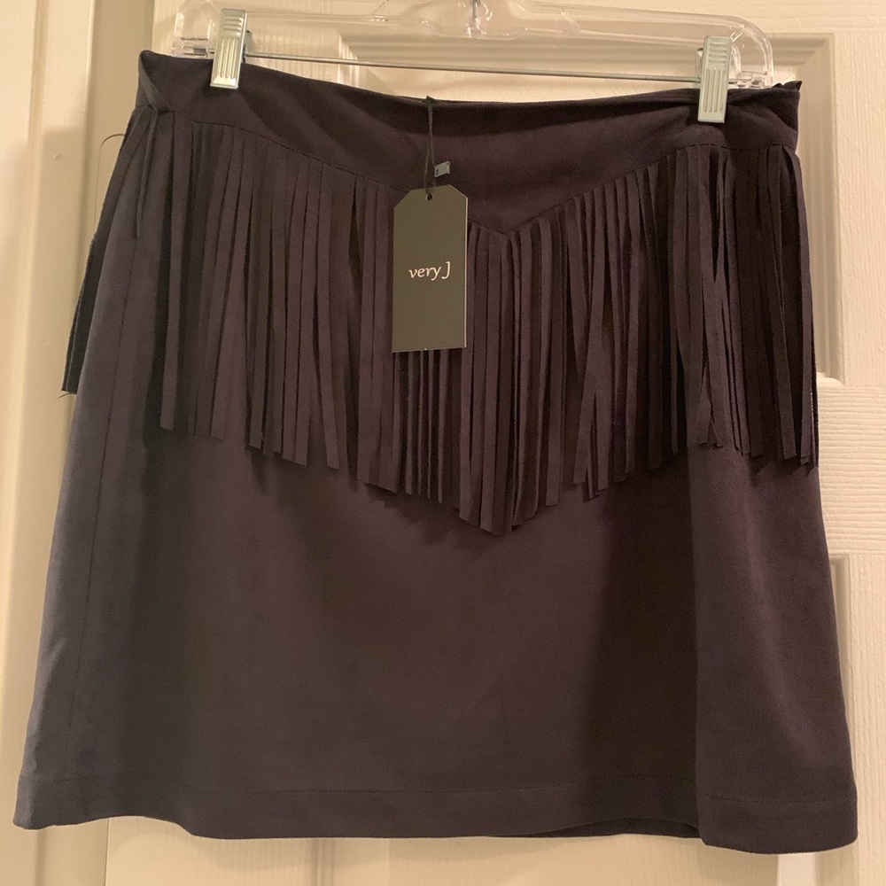 Black fringe suede skirt